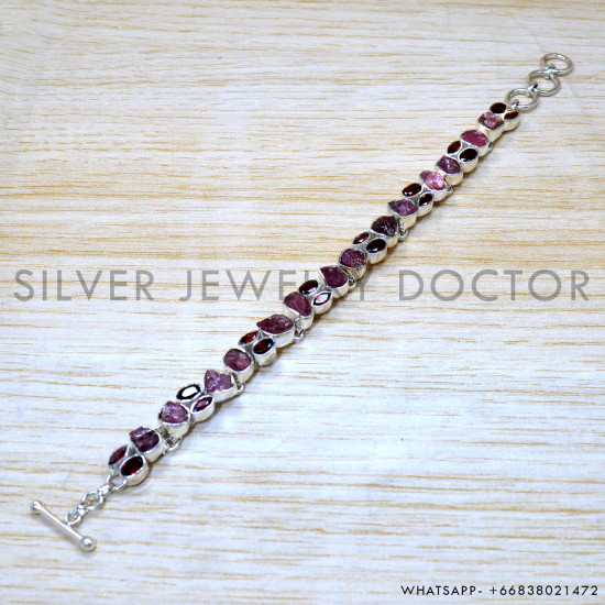 Garnet 925 Sterling Silver Bracelet (SJWBR-548)