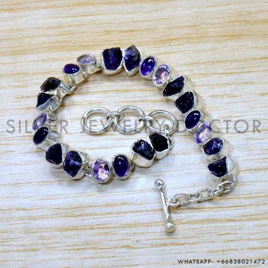 Amethyst 925 Sterling Silver Bracelet (SJWBR-549)