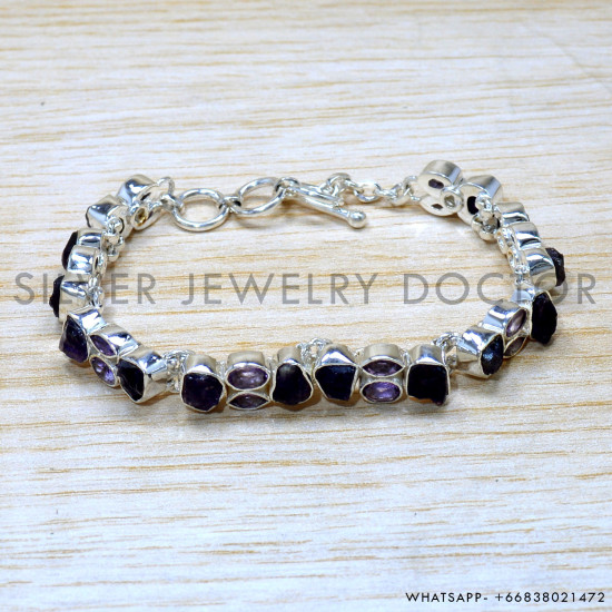 Amethyst 925 Sterling Silver Bracelet (SJWBR-553)