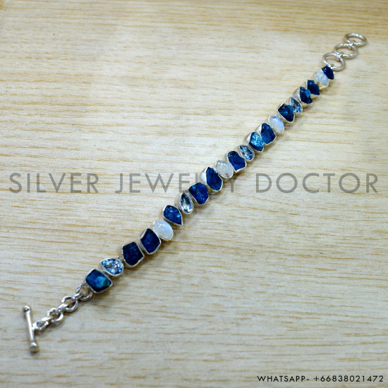 Rainbow Moonstone 925 Sterling Silver Bracelet (SJWBR-554)