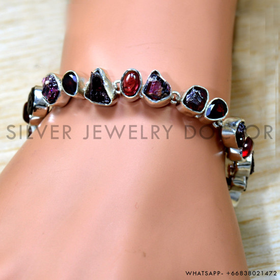 Garnet 925 Sterling Silver Bracelet (SJWBR-555)