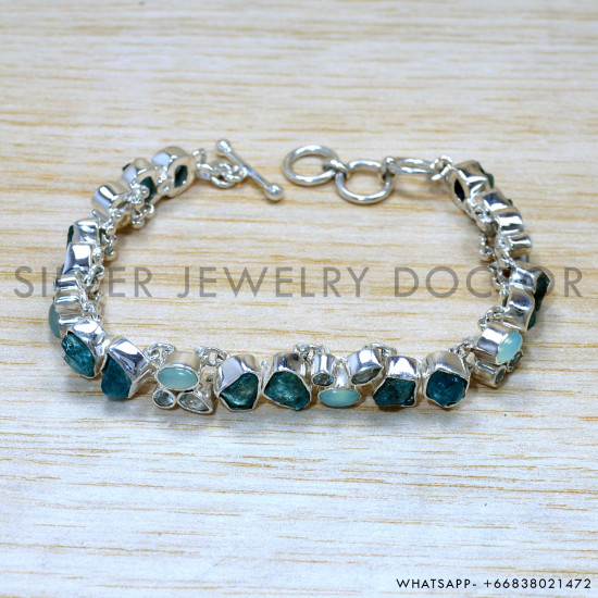 Aquamarine 925 Sterling Silver Bracelet (SJWBR-556)