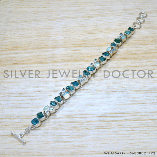 Aquamarine 925 Sterling Silver Bracelet (SJWBR-556)