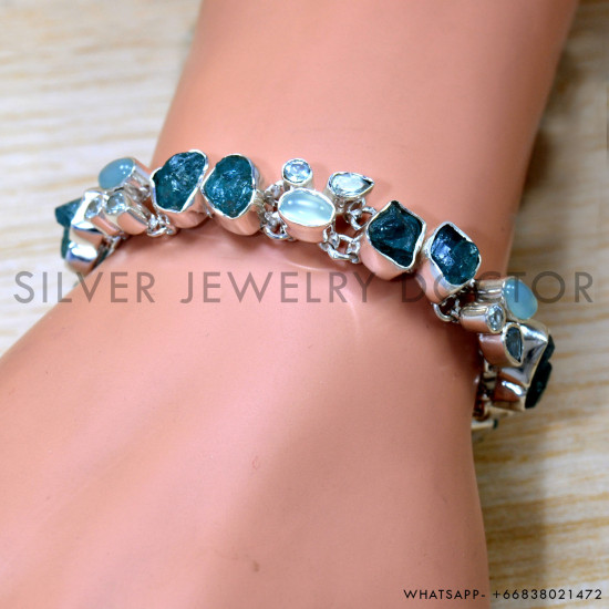 Aquamarine 925 Sterling Silver Bracelet (SJWBR-556)