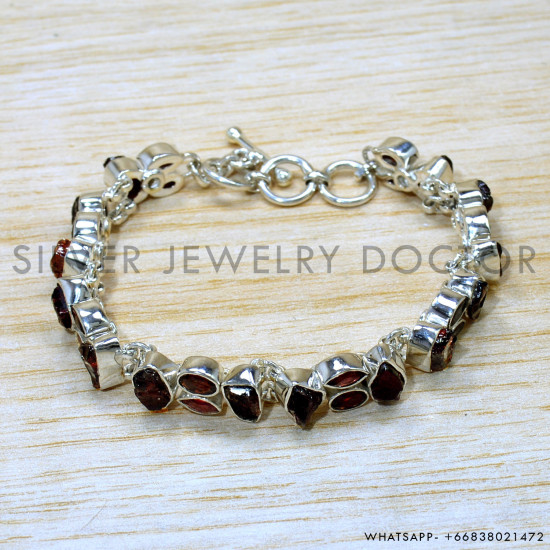 Garnet 925 Sterling Silver Bracelet (SJWBR-557)