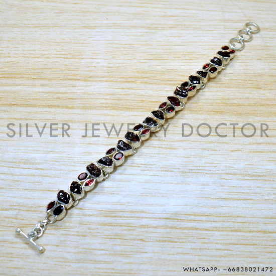 Garnet 925 Sterling Silver Bracelet (SJWBR-557)