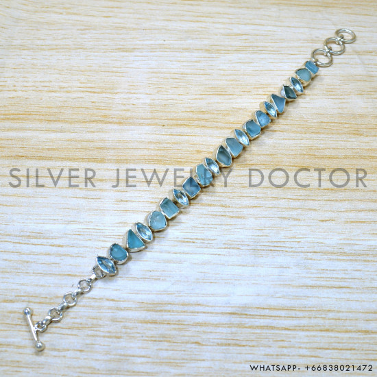 Blue Topaz 925 Sterling Silver Bracelet (SJWBR-558)