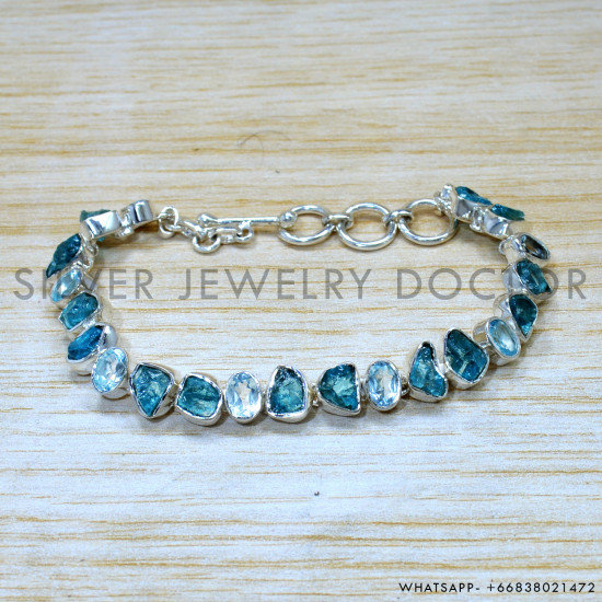 Blue Topaz 925 Sterling Silver Bracelet (SJWBR-559)