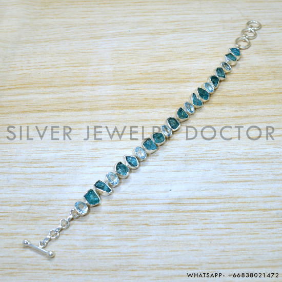 Blue Topaz 925 Sterling Silver Bracelet (SJWBR-559)