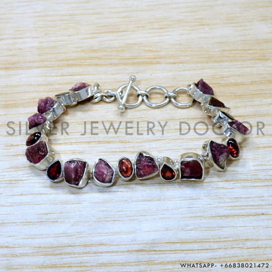 Garnet 925 Sterling Silver Bracelet (SJWBR-561)