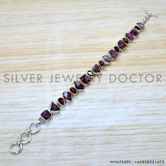 Garnet 925 Sterling Silver Bracelet (SJWBR-561)
