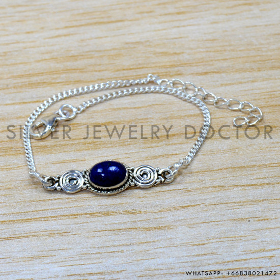 Lapis Lazuli 925 Sterling Silver Bracelet (SJWBR-566) Lapis Lazuli 925 Sterling Silver Bracelet (SJWBR-566)