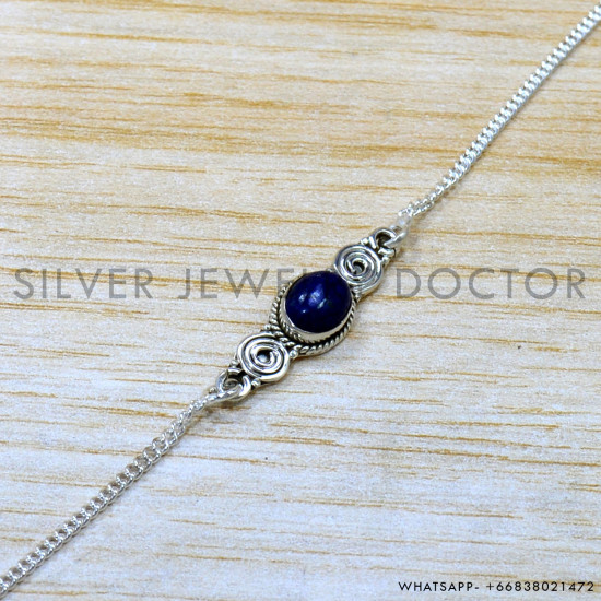 Lapis Lazuli 925 Sterling Silver Bracelet (SJWBR-566) Lapis Lazuli 925 Sterling Silver Bracelet (SJWBR-566)