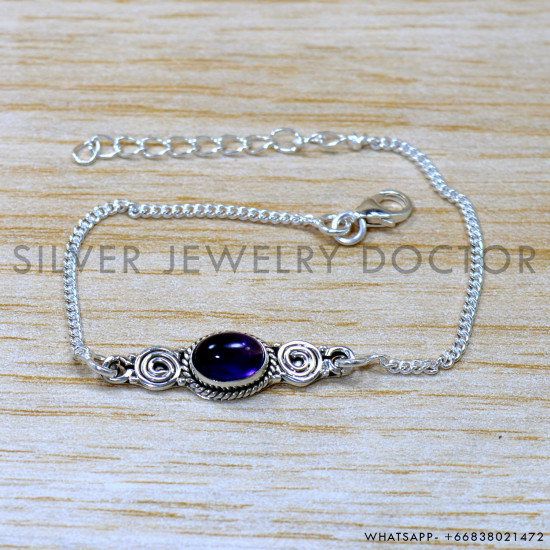 Amethyst 925 Sterling Silver Bracelet (SJWBR-569) Amethyst 925 Sterling Silver Bracelet (SJWBR-569)