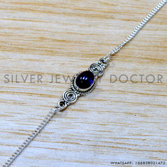 Amethyst 925 Sterling Silver Bracelet (SJWBR-569) Amethyst 925 Sterling Silver Bracelet (SJWBR-569)