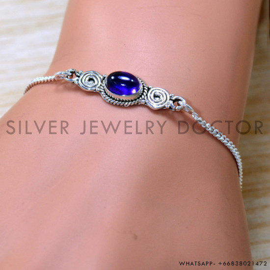 Amethyst 925 Sterling Silver Bracelet (SJWBR-569) Amethyst 925 Sterling Silver Bracelet (SJWBR-569)