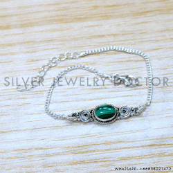 Malachite 925 Sterling Silver Bracelet (SJWBR-570)