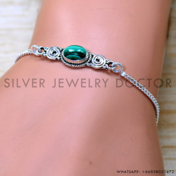 Malachite 925 Sterling Silver Bracelet (SJWBR-570)