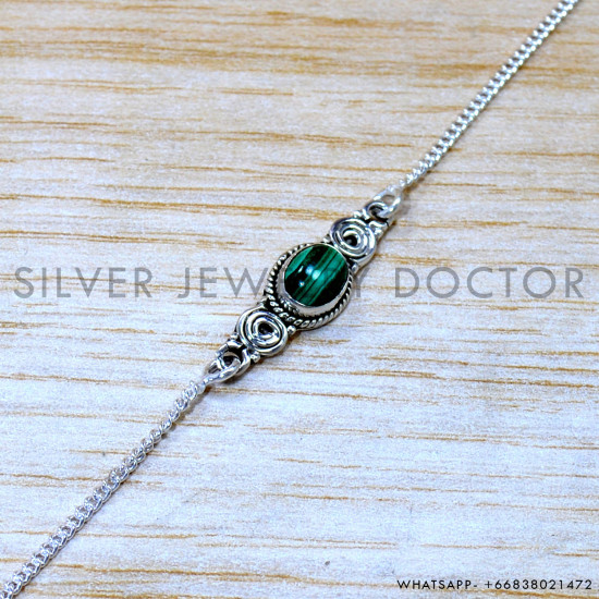 Malachite 925 Sterling Silver Bracelet (SJWBR-570) Malachite 925 Sterling Silver Bracelet (SJWBR-570)