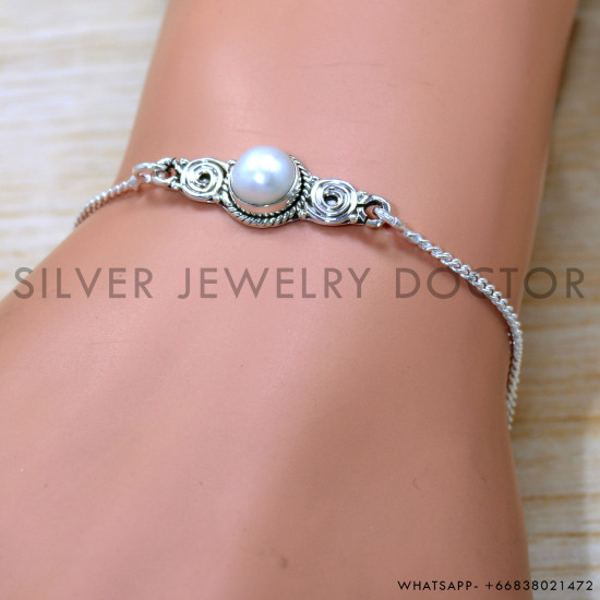 Pearl 925 Sterling Silver Bracelet (SJWBR-571) Pearl 925 Sterling Silver Bracelet (SJWBR-571)