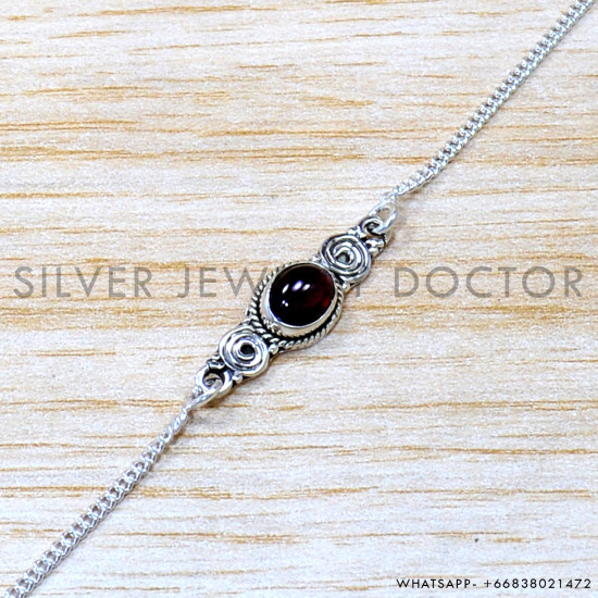 Garnet 925 Sterling Silver Bracelet (SJWBR-572) Garnet 925 Sterling Silver Bracelet (SJWBR-572)