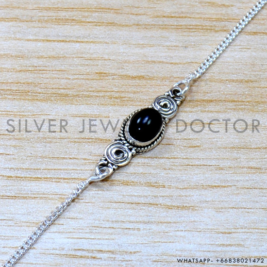 Black Onyx 925 Sterling Silver Bracelet (SJWBR-573) Black Onyx 925 Sterling Silver Bracelet (SJWBR-573)