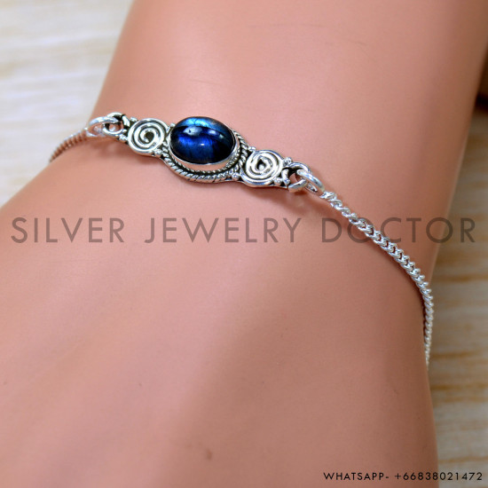 Labradorite 925 Sterling Silver Bracelet (SJWBR-575) Labradorite 925 Sterling Silver Bracelet (SJWBR-575)