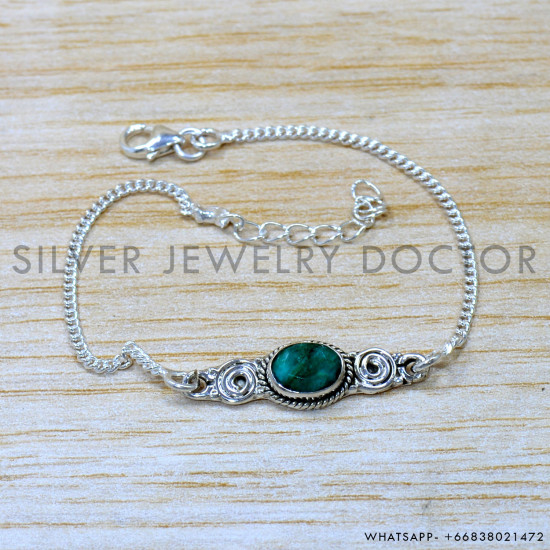 Emerald 925 Sterling Silver Bracelet (SJWBR-577)