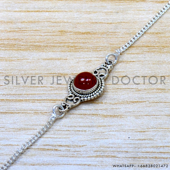 Carnelian 925 Sterling Silver Bracelet (SJWBR-579) Carnelian 925 Sterling Silver Bracelet (SJWBR-579)