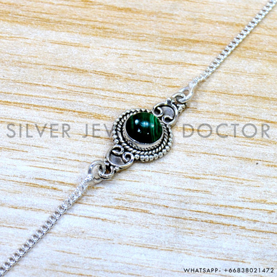 Malachite 925 Sterling Silver Bracelet (SJWBR-581) Malachite 925 Sterling Silver Bracelet (SJWBR-581)