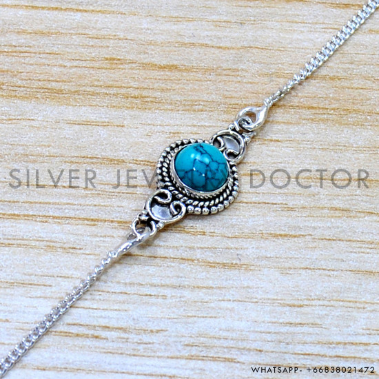 Turquoise 925 Sterling Silver Bracelet (SJWBR-582) Turquoise 925 Sterling Silver Bracelet (SJWBR-582)