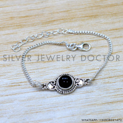 Black Onyx 925 Sterling Silver Bracelet (SJWBR-583)