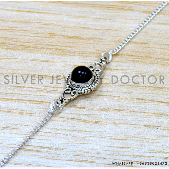 Black Onyx 925 Sterling Silver Bracelet (SJWBR-583) Black Onyx 925 Sterling Silver Bracelet (SJWBR-583)