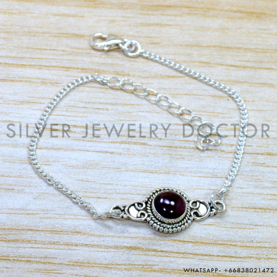 Garnet 925 Sterling Silver Bracelet (SJWBR-585) Garnet 925 Sterling Silver Bracelet (SJWBR-585)