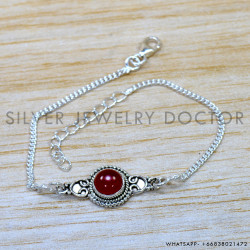 Carnelian 925 Sterling Silver Bracelet (SJWBR-587)