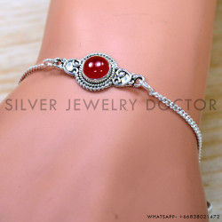 Carnelian 925 Sterling Silver Bracelet (SJWBR-587)