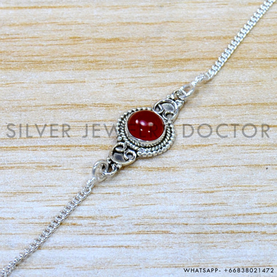 Carnelian 925 Sterling Silver Bracelet (SJWBR-587) Carnelian 925 Sterling Silver Bracelet (SJWBR-587)