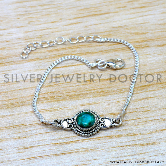 Emerald 925 Sterling Silver Bracelet (SJWBR-589) Emerald 925 Sterling Silver Bracelet (SJWBR-589)
