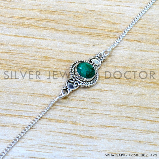 Emerald 925 Sterling Silver Bracelet (SJWBR-589) Emerald 925 Sterling Silver Bracelet (SJWBR-589)