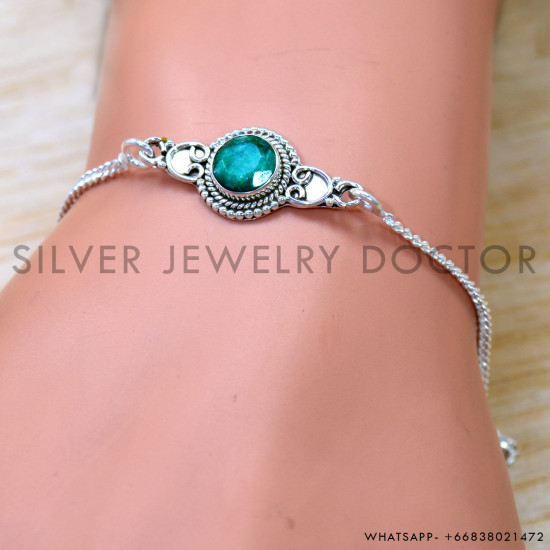 Emerald 925 Sterling Silver Bracelet (SJWBR-589) Emerald 925 Sterling Silver Bracelet (SJWBR-589)