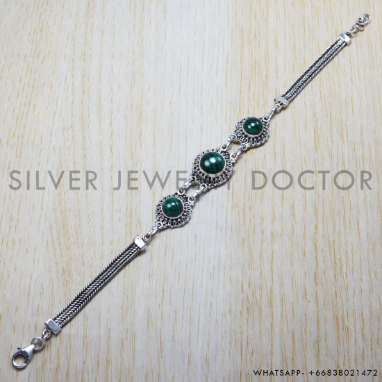 Malachite 925 Sterling Silver Bracelet (SJWBR-59)