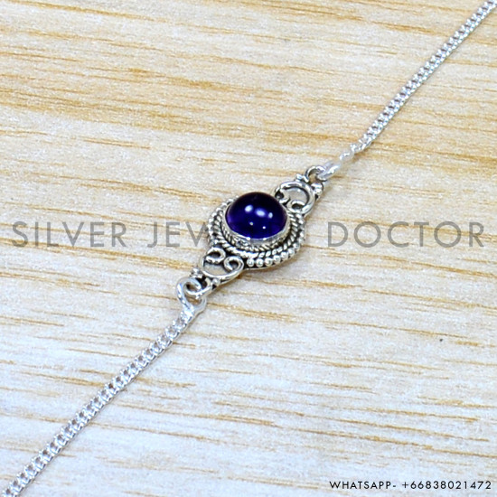 Amethyst 925 Sterling Silver Bracelet (SJWBR-590) Amethyst 925 Sterling Silver Bracelet (SJWBR-590)