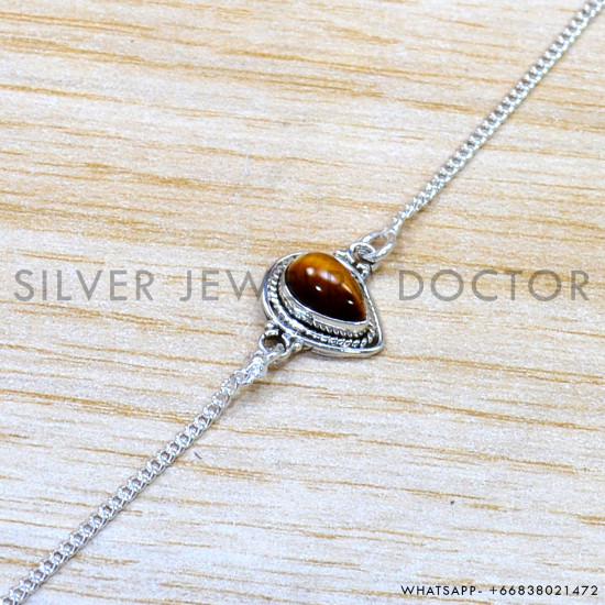 Tiger Eye 925 Sterling Silver Bracelet (SJWBR-593) Tiger Eye 925 Sterling Silver Bracelet (SJWBR-593)