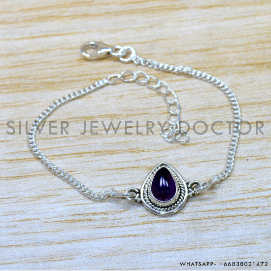 Amethyst 925 Sterling Silver Bracelet (SJWBR-594) Amethyst 925 Sterling Silver Bracelet (SJWBR-594)