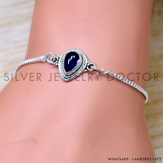 Amethyst 925 Sterling Silver Bracelet (SJWBR-594) Amethyst 925 Sterling Silver Bracelet (SJWBR-594)