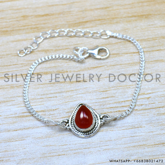 Carnelian 925 Sterling Silver Bracelet (SJWBR-595) Carnelian 925 Sterling Silver Bracelet (SJWBR-595)