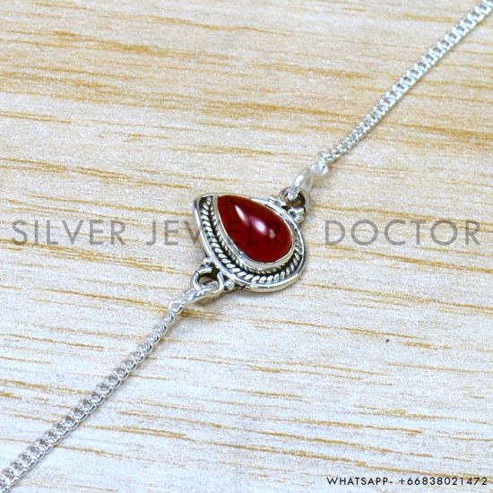 Carnelian 925 Sterling Silver Bracelet (SJWBR-595) Carnelian 925 Sterling Silver Bracelet (SJWBR-595)