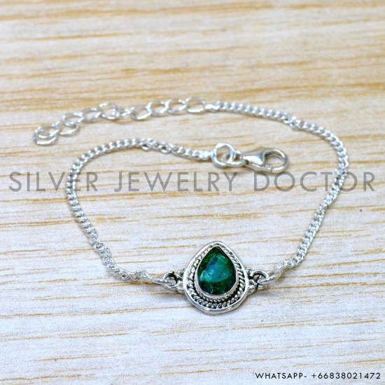 Emerald 925 Sterling Silver Bracelet (SJWBR-597) Emerald 925 Sterling Silver Bracelet (SJWBR-597)