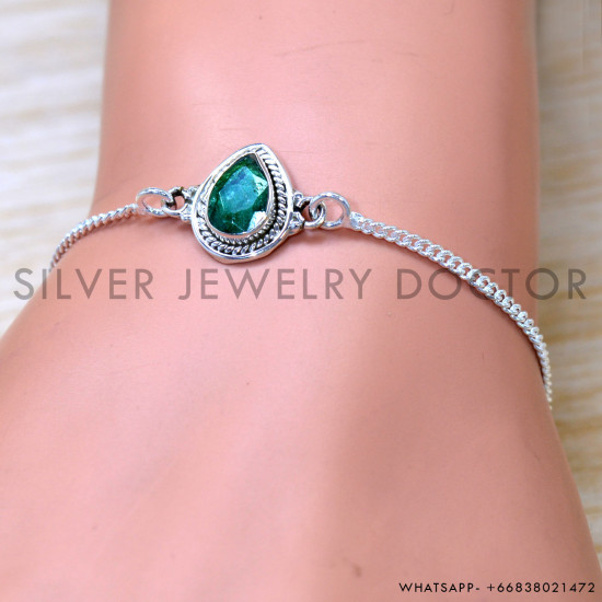 Emerald 925 Sterling Silver Bracelet (SJWBR-597) Emerald 925 Sterling Silver Bracelet (SJWBR-597)