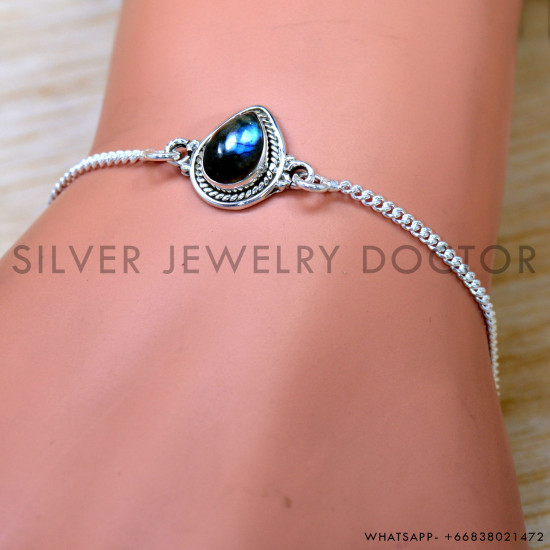 Labradorite 925 Sterling Silver Bracelet (SJWBR-598) Labradorite 925 Sterling Silver Bracelet (SJWBR-598)